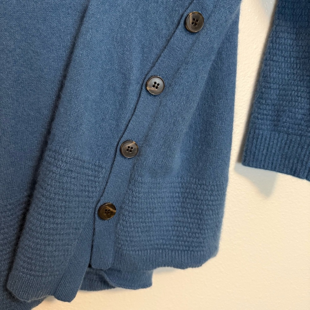 Soft Surroundings - Aisling Cashmere Blue Button Accent Long Sleeve Sweater - 1X - Picture 9 of 10